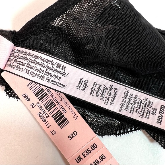NWT Victoria’s Secret Dream Angel Wicked Push-Up without Padding Black Size 32D - Picture 10 of 14